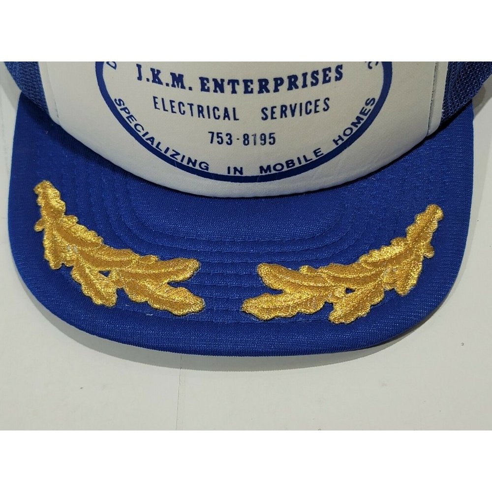 JKM Enterprise Martin Electric Blue White Mesh Snapback Cap Hat w/Scramble Eggs - Picture 7 of 10